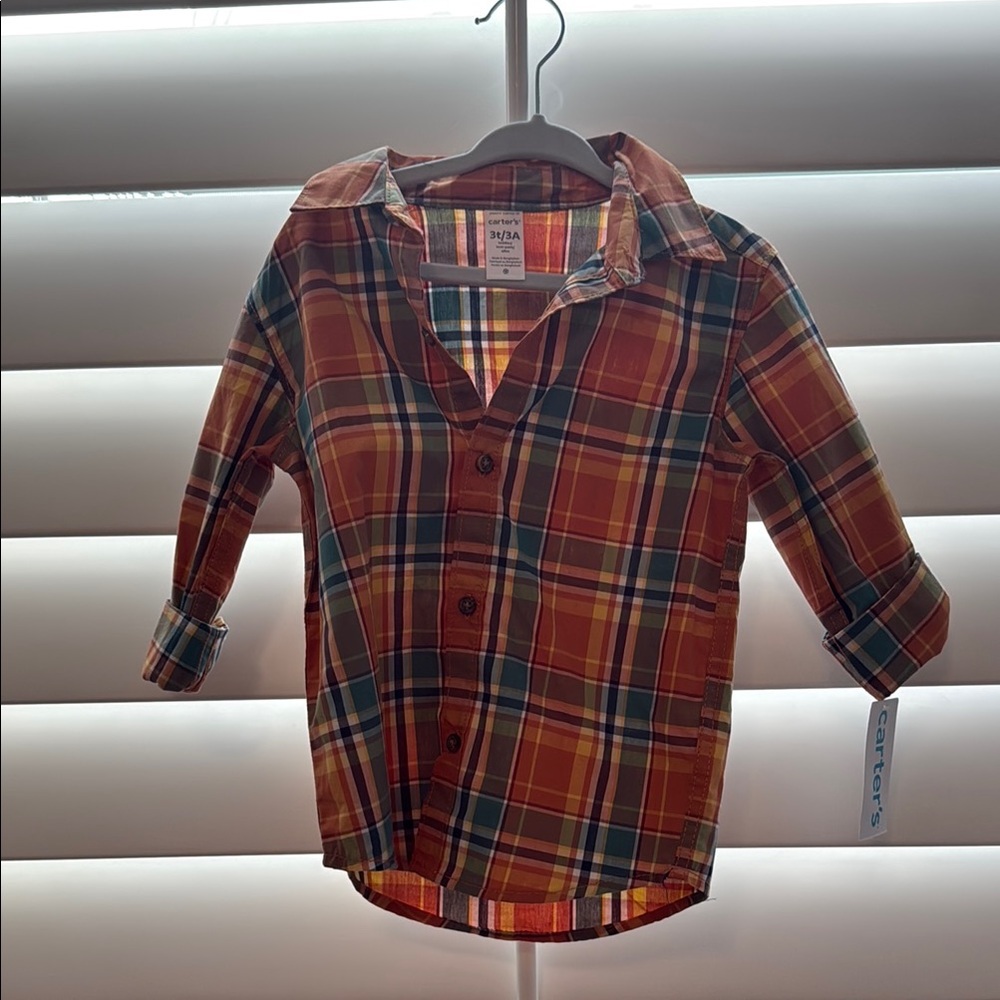 Carter's Red and Blue Button Down Shirt Classic Plaid